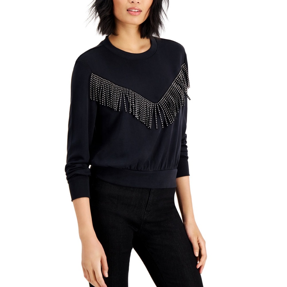 Fringe Sweatshirt in Black